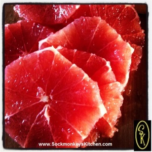 This grapefruit is a beautiful Ruby Red! It looks so pretty in the Sangria!