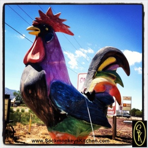 Nothing says "Road Trip" like a giant rooster. Can you see Nigel in the seatbelt?